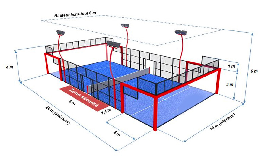 Dimension du terrain de padel